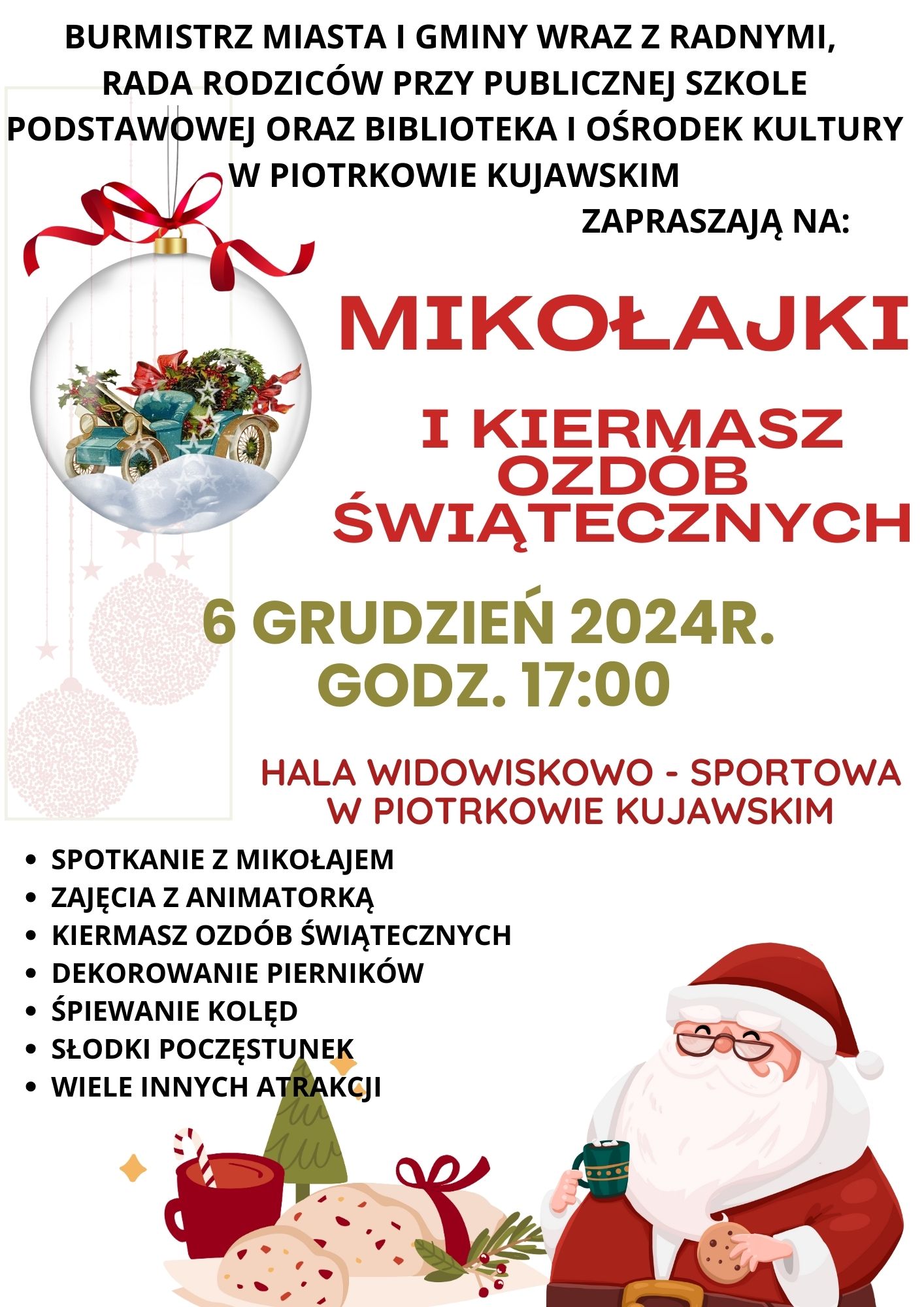 Mikołajkowa Impreza połączoną z Kiermaszem Świątecznym - 6 grudnia 2024 r.