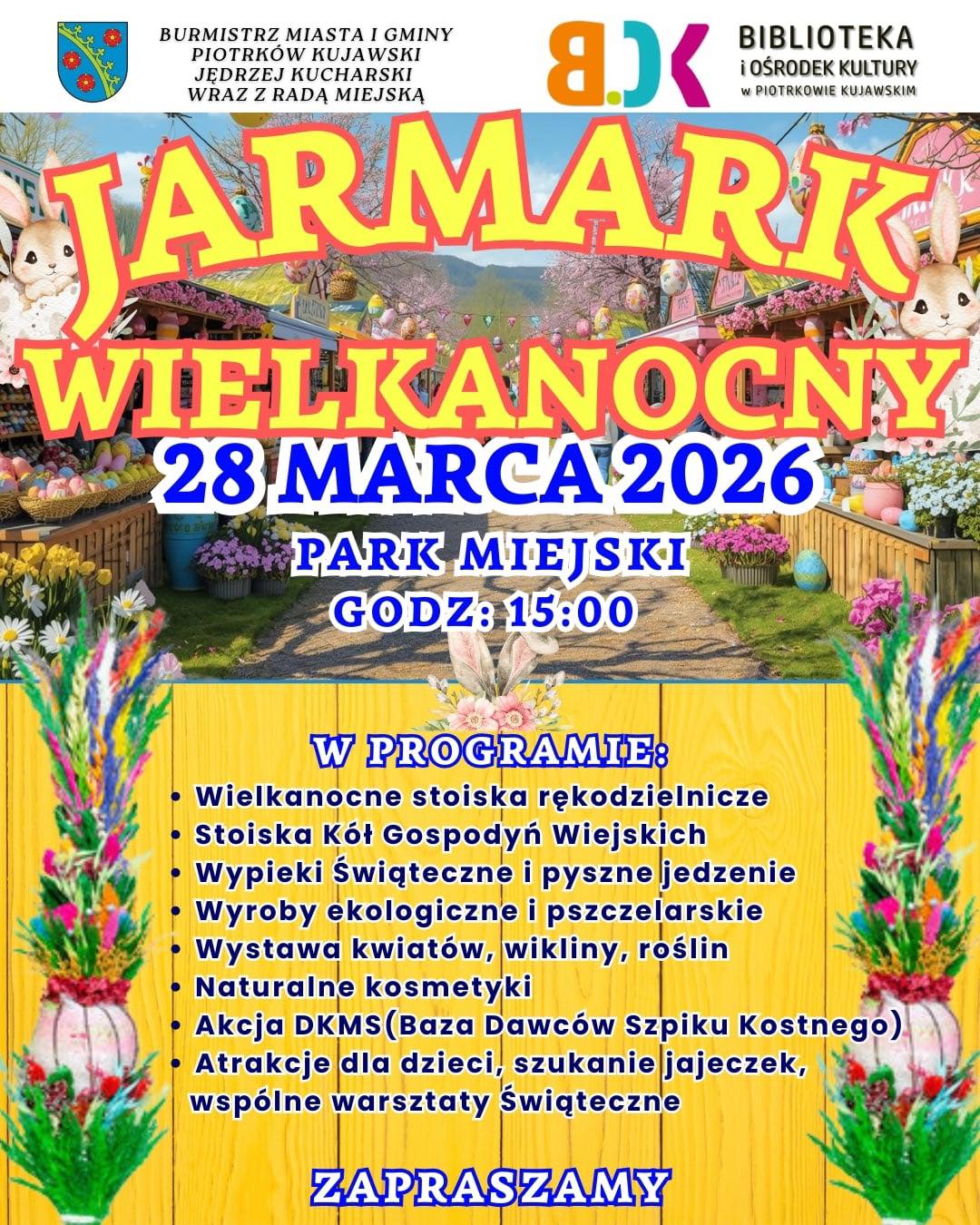 JARMARK WIELKANOCNY 28 MARCA 2026 - PARK MIEJSKI - GODZ. 15:00