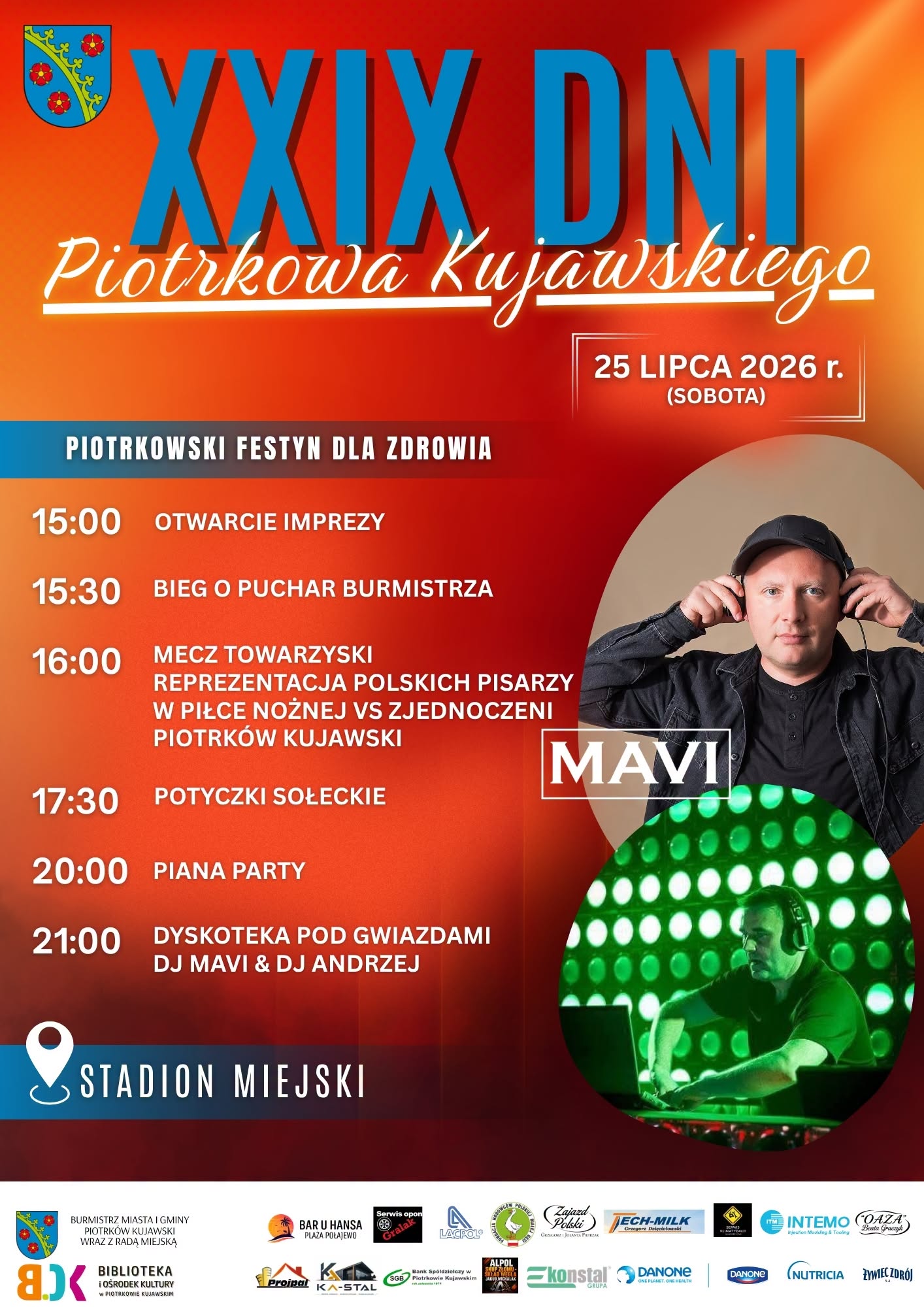 XXIX Dni Piotrkowa Kujawskiego – zapraszamy na Stadion Miejski! (25 lipca 2026 r. sobota)  