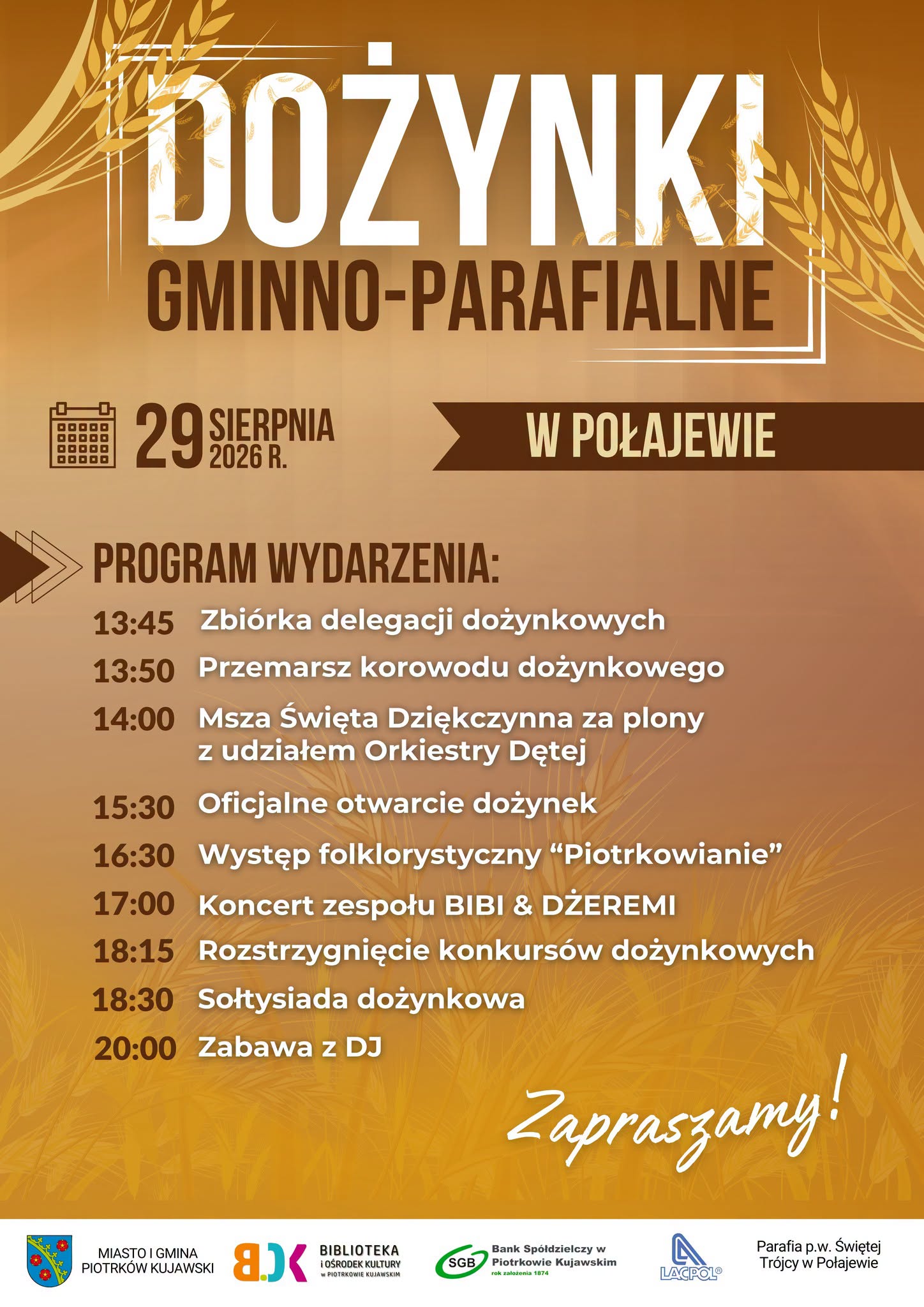🌾✨ DOŻYNKI GMINNO-PARAFIALNE W POŁAJEWIE ✨🌾