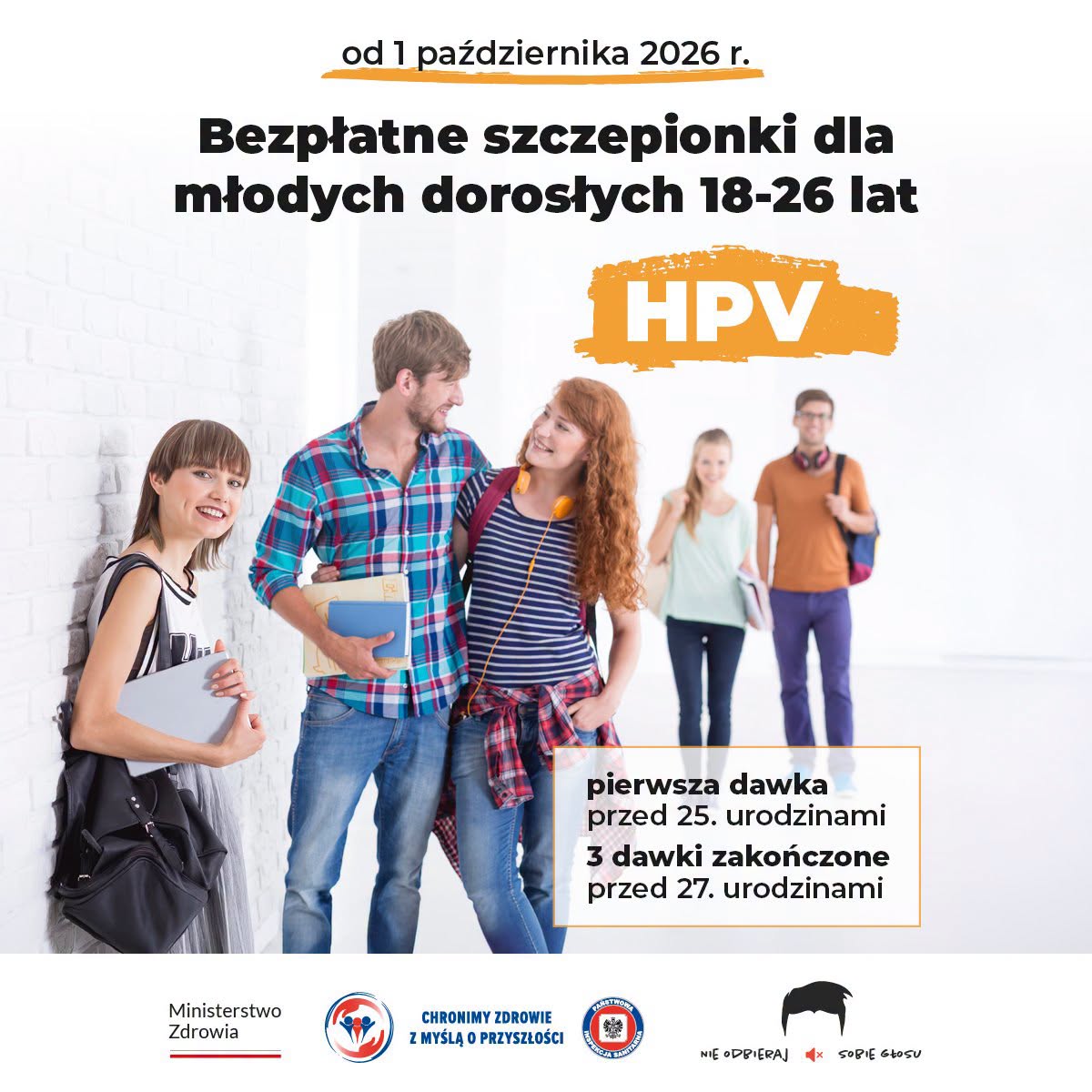 Bezpłatne szczepienia przeciw HPV dla młodych dorosłych 19-26 lat!